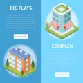 Real estate complex with big flats flyers Royalty Free Stock Photo