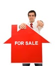 Real estate concept with agent showing sign Royalty Free Stock Photo