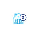 Household expenses, mortgage payment, house line icon, invest money, real estate property