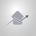 Real Estate Concept Icon with Arrow  Upward Trend  Flat Design Royalty Free Stock Photo