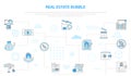 Real estate concept with icon set template banner with modern blue color style