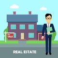 Real Estate Concept Illustration in Flat Design. Royalty Free Stock Photo