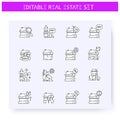 Real estate concept line icons set. Editable Royalty Free Stock Photo