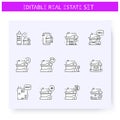 Real estate concept line icons set Royalty Free Stock Photo