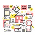 Real estate concept. Realty purchase, sale collage