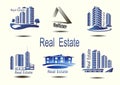 Vector icons for real estate construction.Vector icons of architecture, urban and suburban homes