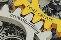 Real estate crowdfunding concept on the gearwheels, 3D rendering Royalty Free Stock Photo