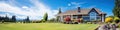 Real Estate Exterior Front House, green lawn Royalty Free Stock Photo