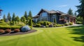 Real Estate Exterior Front House, green lawn Royalty Free Stock Photo