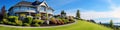 Real Estate Exterior Front House, green lawn Royalty Free Stock Photo