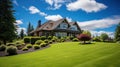 Real Estate Exterior Front House, green lawn Royalty Free Stock Photo