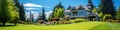 Real Estate Exterior Front House, green lawn Royalty Free Stock Photo