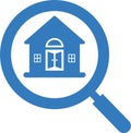 Real estate, find, search blue icon