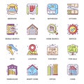 Real estate flat icons set. Bedroom Royalty Free Stock Photo