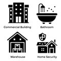 Real Estate Glyph Icons Royalty Free Stock Photo