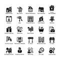 Real Estate Glyph Icons 7 Royalty Free Stock Photo