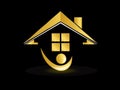 Real estate gold house people figure realtor logo