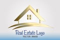 Real estate golden luxury house logo