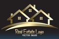 Real estate golden houses logo vector