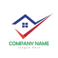 Real estate green and home buildings logo correct mark icons template. Logo Template, estate icon.