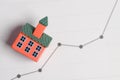 Real Estate Growth Concept with Mini House and Increasing Financial Data Graph Royalty Free Stock Photo