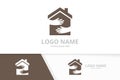 Real estate and hands logo combination. Unique friendship embrace logotype design template. Royalty Free Stock Photo