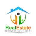 Real estate home house leaf company concept logo icon element sign on white background