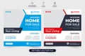Real estate home selling business social media post vector with blue and dark colors. Modern home sale promotional web banner Royalty Free Stock Photo