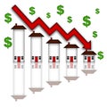 Real Estate Home Values Going Down Graph Royalty Free Stock Photo