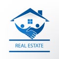 Real estate house business id card icon handshake people logo vector