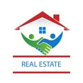 Real estate house business id card icon handshake people logo vector