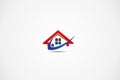 Real estate house and people figure logo icon vector image Royalty Free Stock Photo