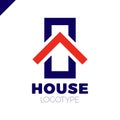 Real estate house logo. Top arrow up house logotype. Simple home icon design template elements orange gradient