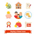 Real estate, house mortgage, loan, buying icons