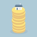 Real estate. House on stack of coins. Royalty Free Stock Photo