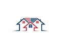 Real Estate Houses Element Roof And USA Flag Logo Design Royalty Free Stock Photo
