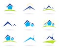 Real estate / houses logo icons isolated on white Royalty Free Stock Photo