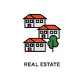 real estate icon. residential district concept symbol design, apartment building, neighborhood, group of houses vector Royalty Free Stock Photo