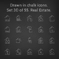 Real estate icon set drawn in chalk