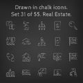 Real estate icon set drawn in chalk