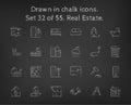 Real estate icon set drawn in chalk