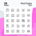 25 Real Estate Icon Set. 100% Editable EPS 10 Files. Business Logo Concept Ideas Line icon design Royalty Free Stock Photo