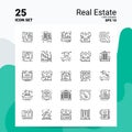 25 Real Estate Icon Set. 100% Editable EPS 10 Files. Business Logo Concept Ideas Line icon design Royalty Free Stock Photo