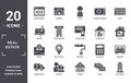 real.estate icon set. include creative elements as advertisement, print, storehouse, paint roll, realtor, deposit filled icons can Royalty Free Stock Photo