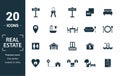 Real Estate icon set. Include creative elements for sale, rent sign, house location, living room, elevator icons. Can be used for Royalty Free Stock Photo