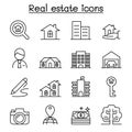 Real estate icon set in thin line style Royalty Free Stock Photo