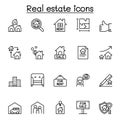 Real estate icon set in thin line style Royalty Free Stock Photo