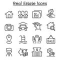 Real estate icon set in thin line style Royalty Free Stock Photo