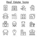 Real estate icon set in thin line style Royalty Free Stock Photo