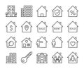 Real Estate icons. Real Estate and Homes line icon set. Vector illustration. Editable stroke. Royalty Free Stock Photo